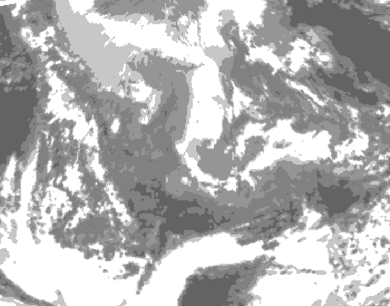 GDPS total cloud 108 hour forecast chart for Canada based on 2024/12/04 1200Z data