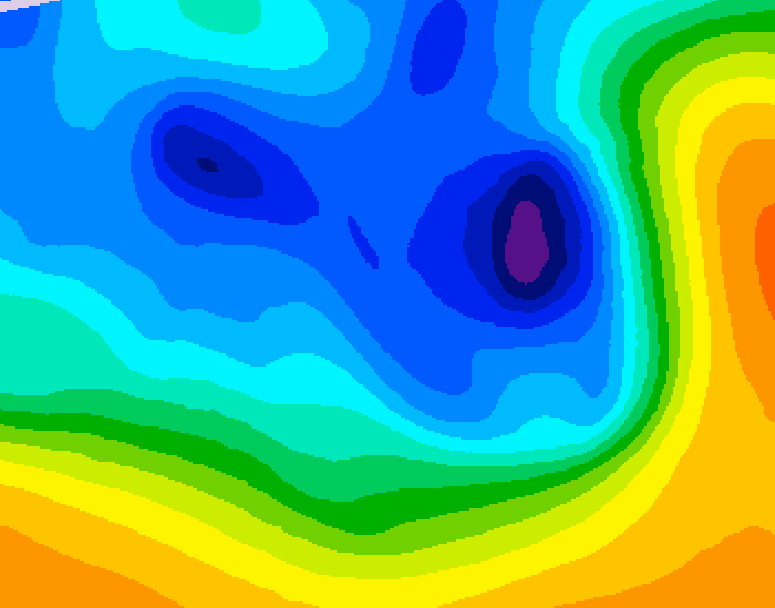 GDPS 500 millibar geopotential height 126 hour forecast chart for Canada based on 2024/12/08 1200Z data