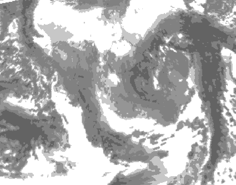 GDPS total cloud 126 hour forecast chart for Canada based on 2024/12/08 1200Z data