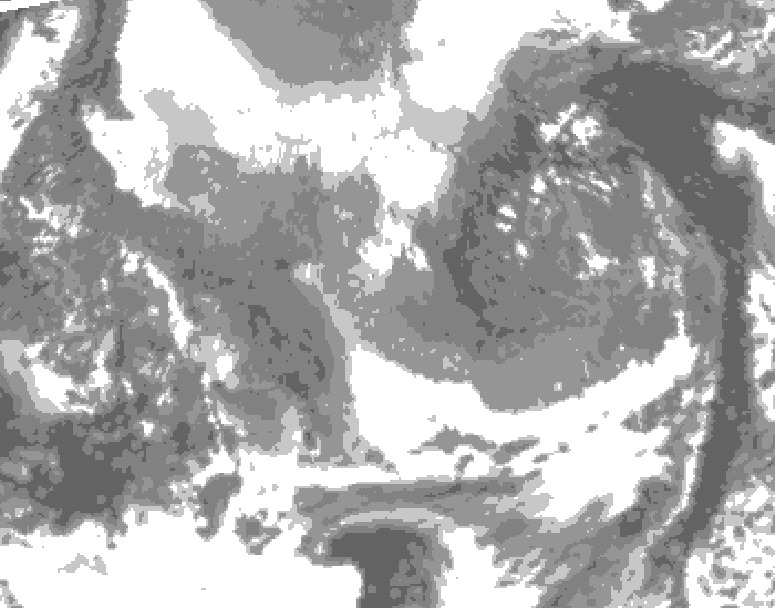 GDPS total cloud 114 hour forecast chart for Canada based on 2024/12/09 0000Z data