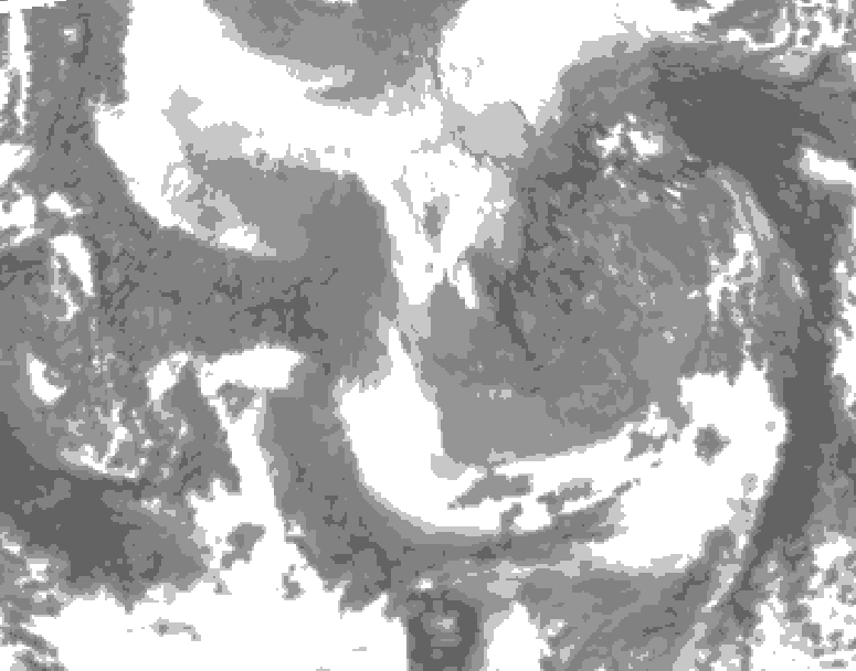 GDPS total cloud 102 hour forecast chart for Canada based on 2024/12/09 1200Z data