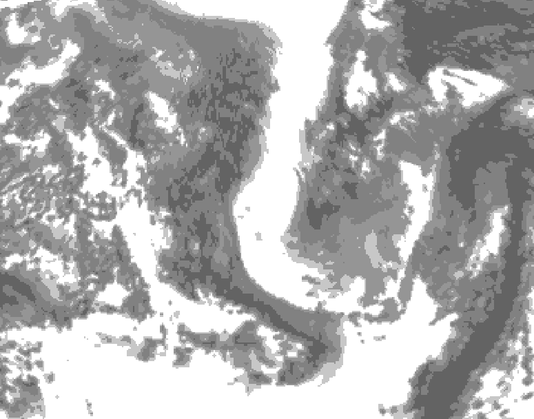 GDPS total cloud 048 hour forecast chart for Canada based on 2025/04/07 1200Z data