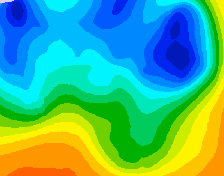 GDPS 500 millibar geopotential height 012 hour forecast chart for Canada based on 2025/04/10 1200Z data