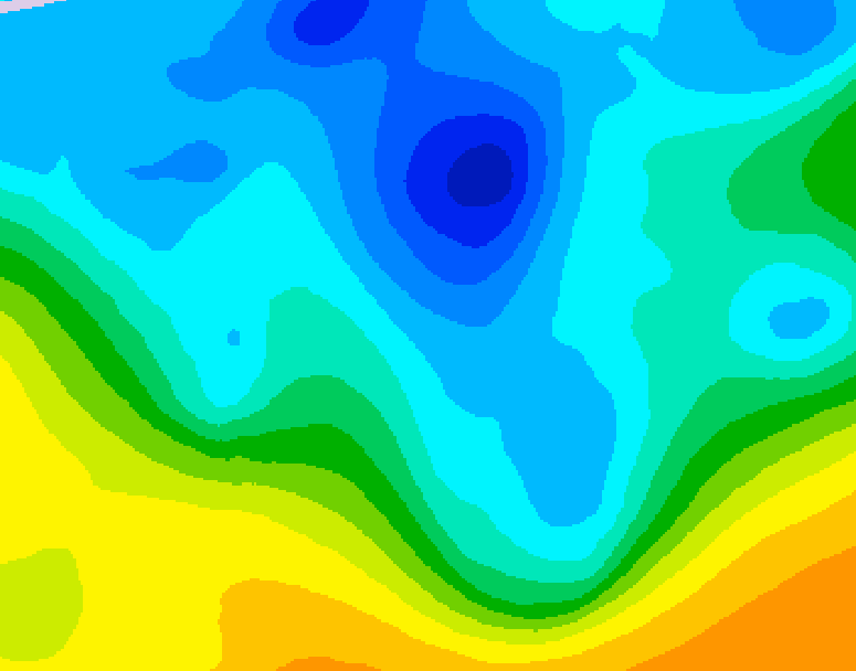 GDPS 500 millibar geopotential height 102 hour forecast chart for Canada based on 2025/04/11 1200Z data