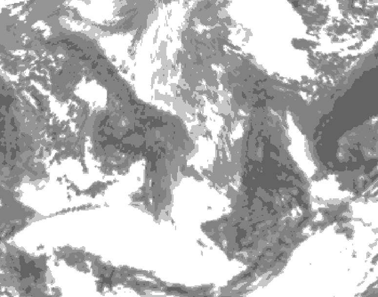 GDPS total cloud 114 hour forecast chart for Canada based on 2025/04/11 0000Z data