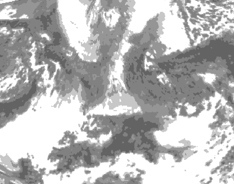 GDPS total cloud 132 hour forecast chart for Canada based on 2025/04/13 0000Z data