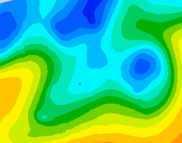 GDPS 500 millibar geopotential height 042 hour forecast chart for Canada based on 2025/04/16 0000Z data