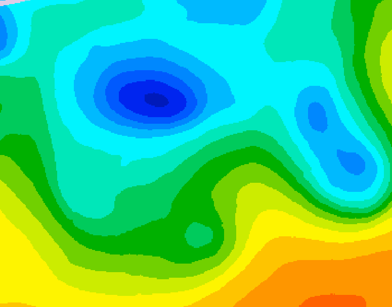 GDPS 500 millibar geopotential height 132 hour forecast chart for Canada based on 2025/04/16 0000Z data