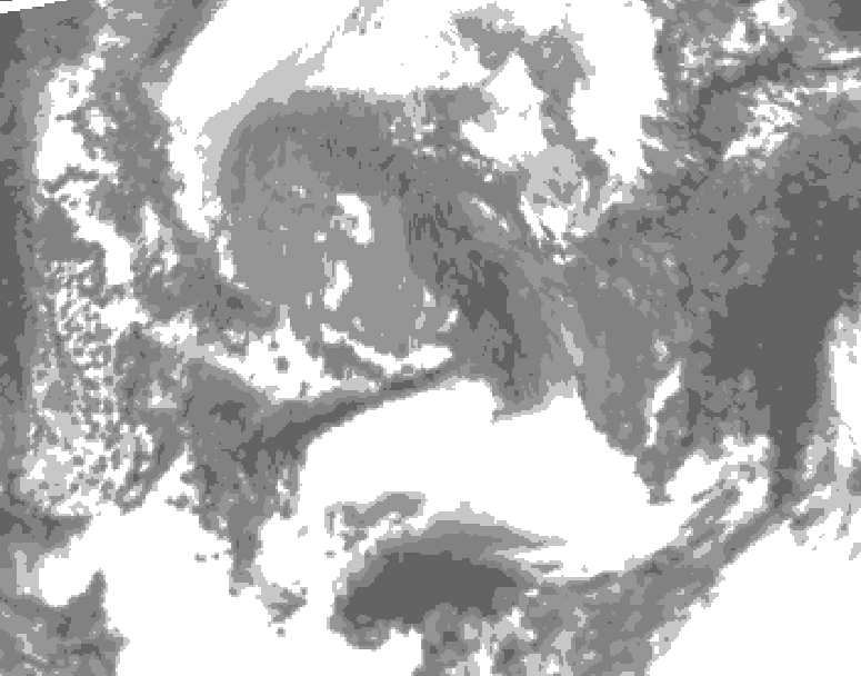 GDPS total cloud 102 hour forecast chart for Canada based on 2025/04/16 1200Z data