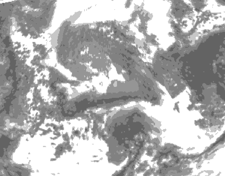 GDPS total cloud 120 hour forecast chart for Canada based on 2025/04/16 1200Z data