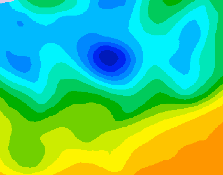 GDPS 500 millibar geopotential height 126 hour forecast chart for Canada based on 2025/04/20 1200Z data
