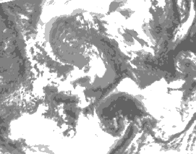 GDPS total cloud 030 hour forecast chart for Canada based on 2025/04/20 1200Z data