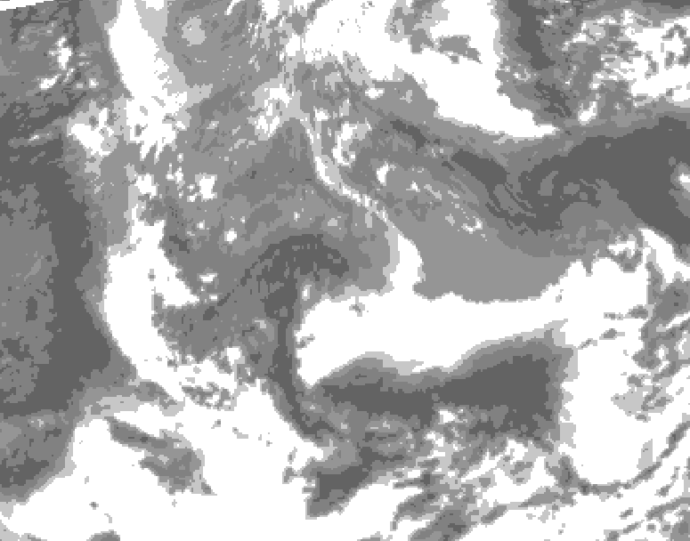 GDPS total cloud 222 hour forecast chart for Canada based on 2025/04/20 1200Z data