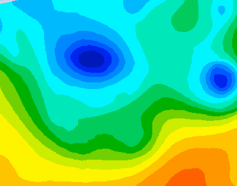 GDPS 500 millibar geopotential height 018 hour forecast chart for Canada based on 2025/04/21 0000Z data