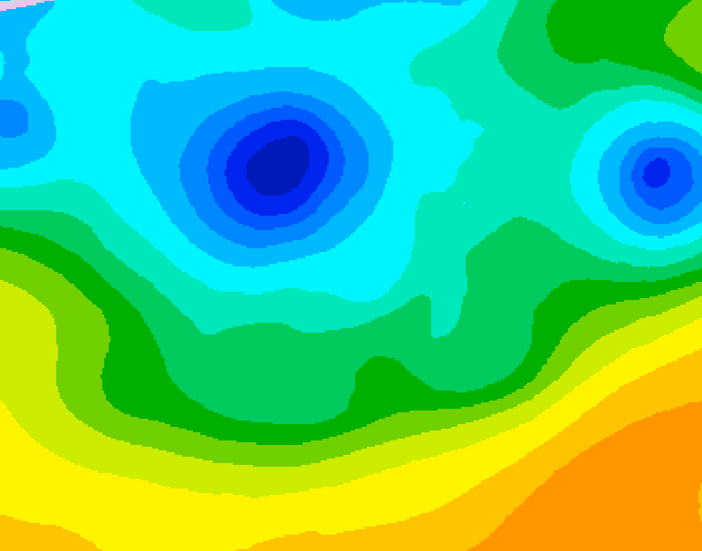 GDPS 500 millibar geopotential height 042 hour forecast chart for Canada based on 2025/04/21 0000Z data