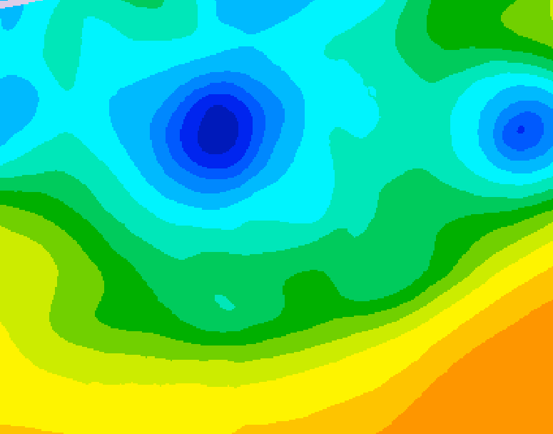 GDPS 500 millibar geopotential height 036 hour forecast chart for Canada based on 2025/04/21 1200Z data