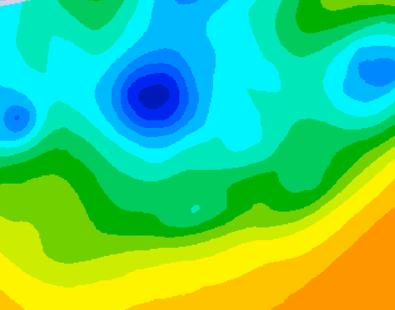 GDPS 500 millibar geopotential height 054 hour forecast chart for Canada based on 2025/04/21 1200Z data