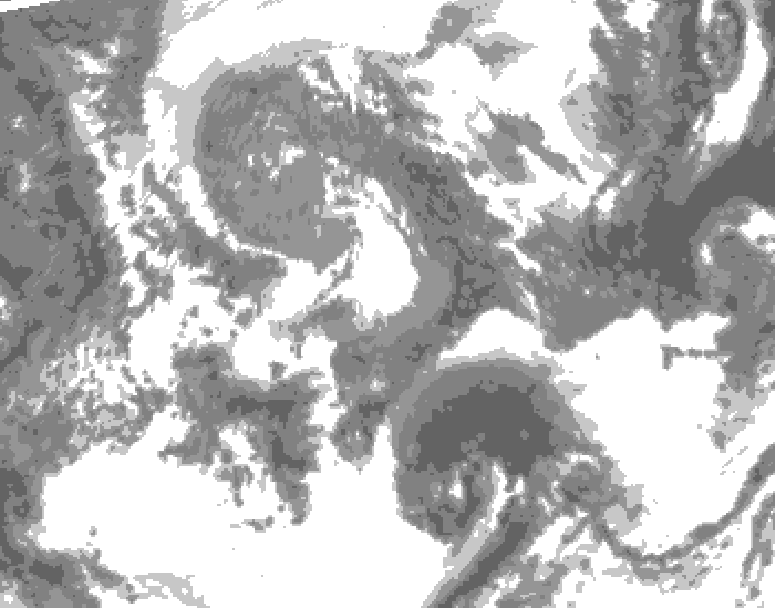 GDPS total cloud 018 hour forecast chart for Canada based on 2025/04/21 0000Z data
