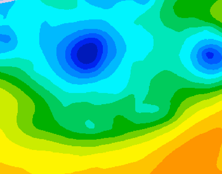 GDPS 500 millibar geopotential height 018 hour forecast chart for Canada based on 2025/04/22 0000Z data