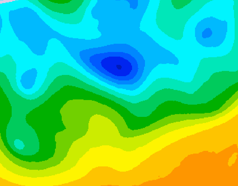 GDPS 500 millibar geopotential height 090 hour forecast chart for Canada based on 2025/04/22 0000Z data