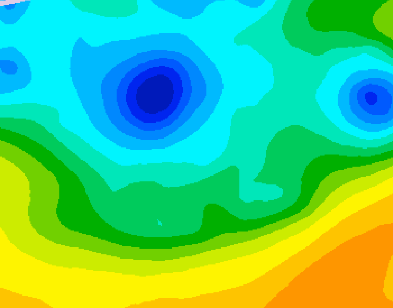 GDPS 500 millibar geopotential height 006 hour forecast chart for Canada based on 2025/04/22 1200Z data