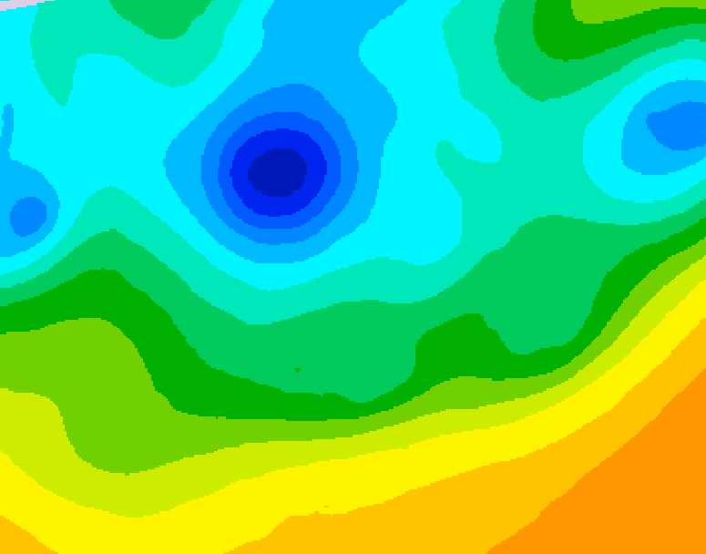 GDPS 500 millibar geopotential height 030 hour forecast chart for Canada based on 2025/04/22 1200Z data