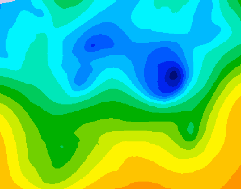 GDPS 500 millibar geopotential height 126 hour forecast chart for Canada based on 2025/04/22 1200Z data