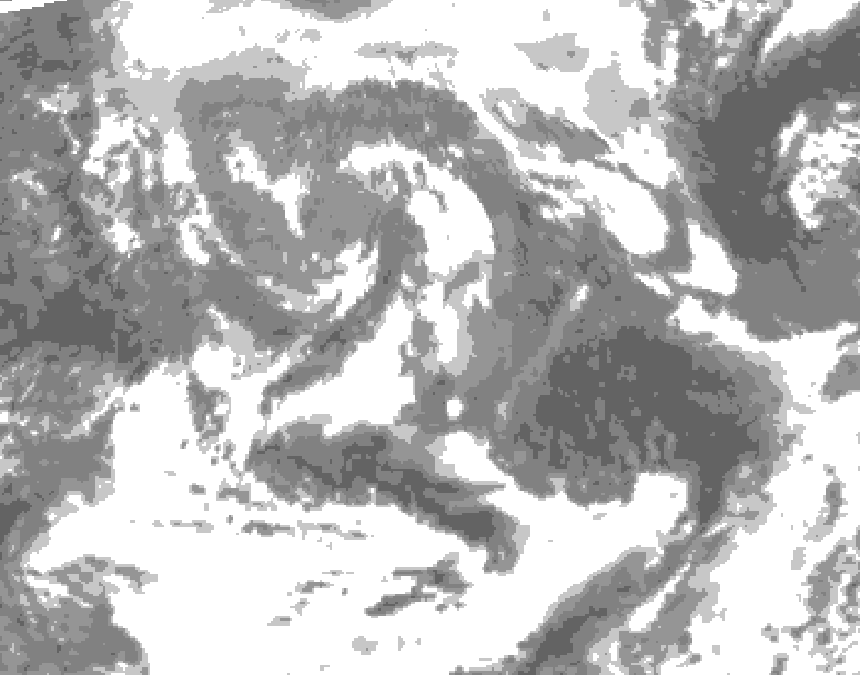 GDPS total cloud 018 hour forecast chart for Canada based on 2025/04/22 0000Z data