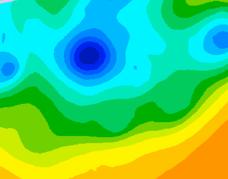 GDPS 500 millibar geopotential height 006 hour forecast chart for Canada based on 2025/04/23 1200Z data