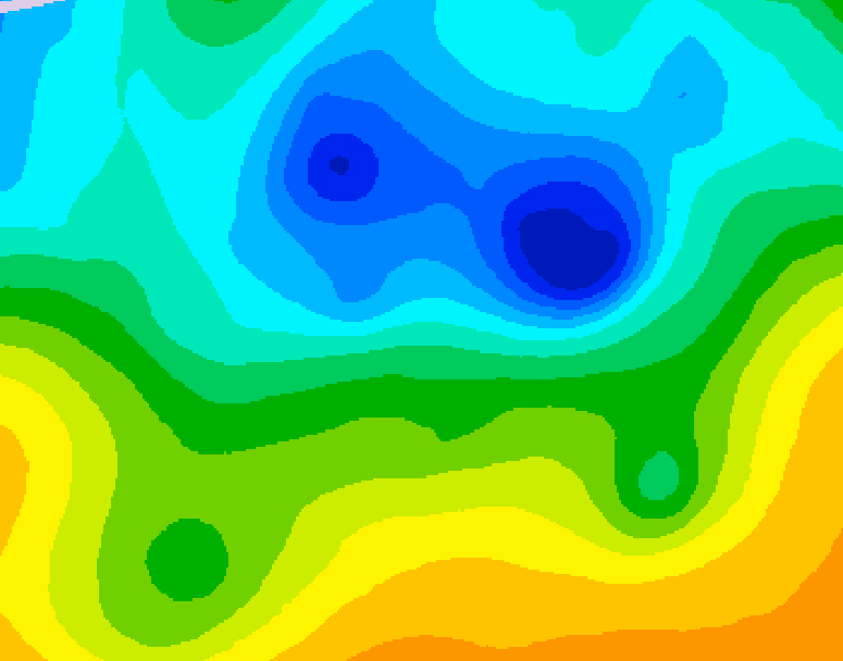 GDPS 500 millibar geopotential height 102 hour forecast chart for Canada based on 2025/04/23 1200Z data