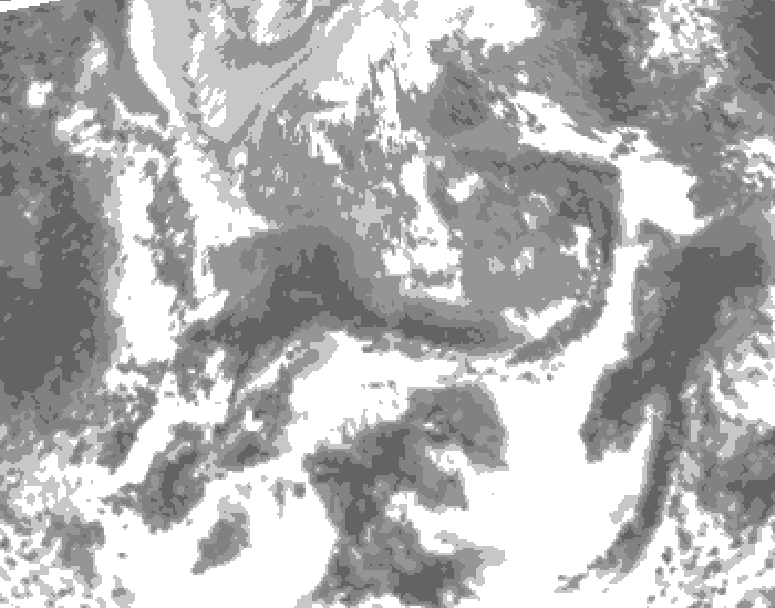 GDPS total cloud 114 hour forecast chart for Canada based on 2025/04/23 0000Z data