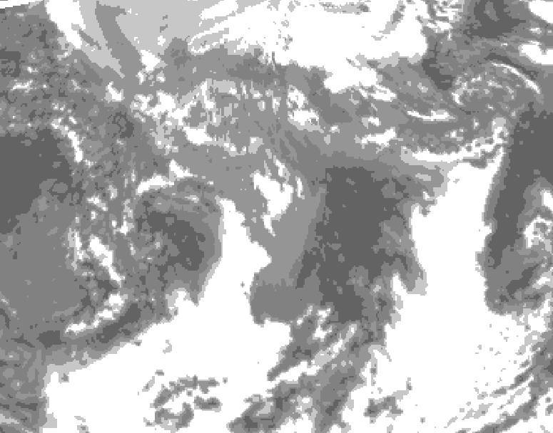 GDPS total cloud 150 hour forecast chart for Canada based on 2025/04/23 1200Z data
