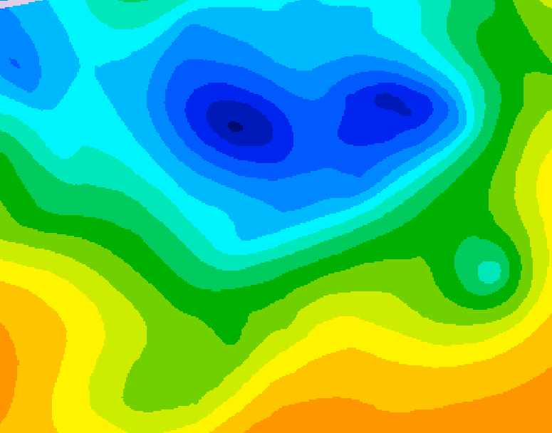 GDPS 500 millibar geopotential height 114 hour forecast chart for Canada based on 2025/04/24 0000Z data