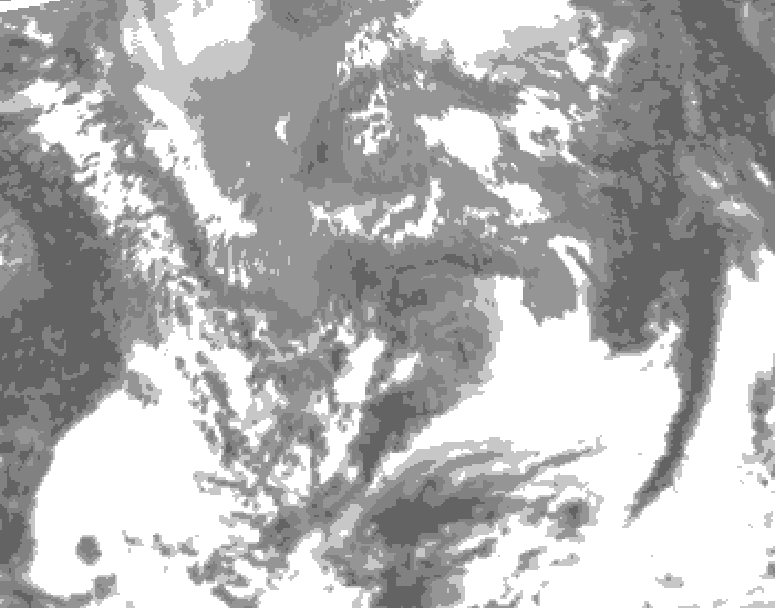 GDPS total cloud 132 hour forecast chart for Canada based on 2025/04/25 1200Z data
