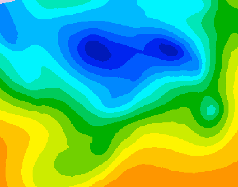 GDPS 500 millibar geopotential height 042 hour forecast chart for Canada based on 2025/04/27 0000Z data