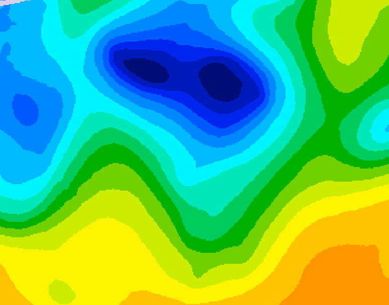GDPS 500 millibar geopotential height 132 hour forecast chart for Canada based on 2025/04/27 0000Z data