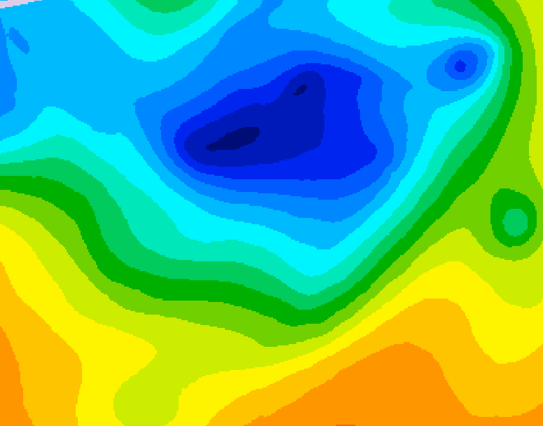 GDPS 500 millibar geopotential height 054 hour forecast chart for Canada based on 2025/04/27 1200Z data