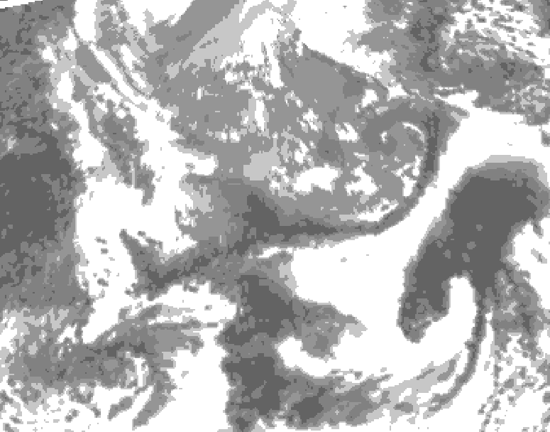 GDPS total cloud 006 hour forecast chart for Canada based on 2025/04/27 1200Z data
