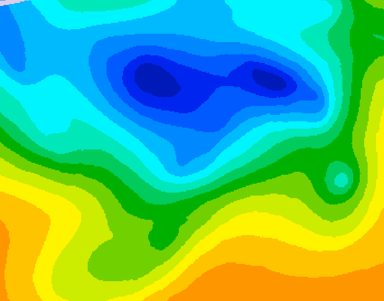 GDPS 500 millibar geopotential height 018 hour forecast chart for Canada based on 2025/04/28 0000Z data