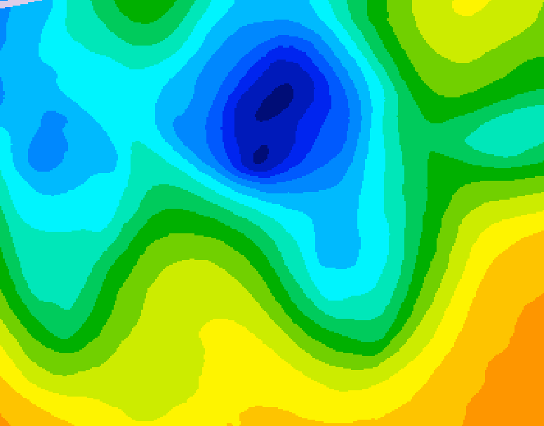 GDPS 500 millibar geopotential height 132 hour forecast chart for Canada based on 2025/04/28 0000Z data