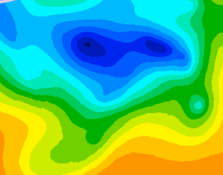 GDPS 500 millibar geopotential height 006 hour forecast chart for Canada based on 2025/04/28 1200Z data