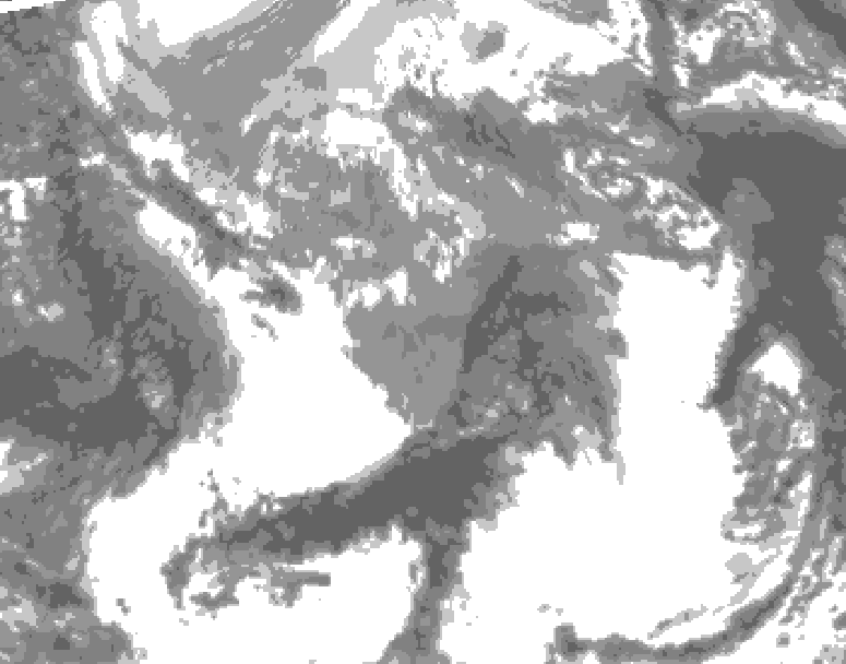 GDPS total cloud 018 hour forecast chart for Canada based on 2025/04/28 0000Z data