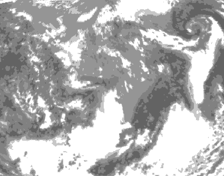 GDPS total cloud 030 hour forecast chart for Canada based on 2025/04/28 1200Z data