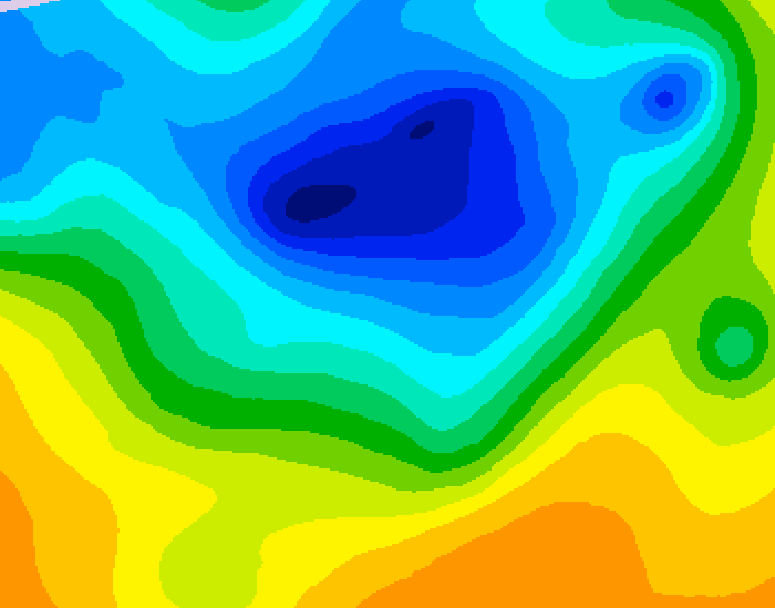 GDPS 500 millibar geopotential height 018 hour forecast chart for Canada based on 2025/04/29 0000Z data