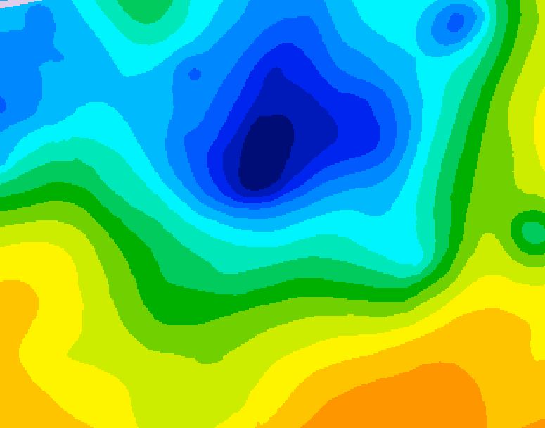 GDPS 500 millibar geopotential height 036 hour forecast chart for Canada based on 2025/04/29 0000Z data