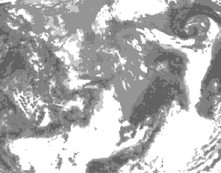 GDPS total cloud 018 hour forecast chart for Canada based on 2025/04/29 0000Z data