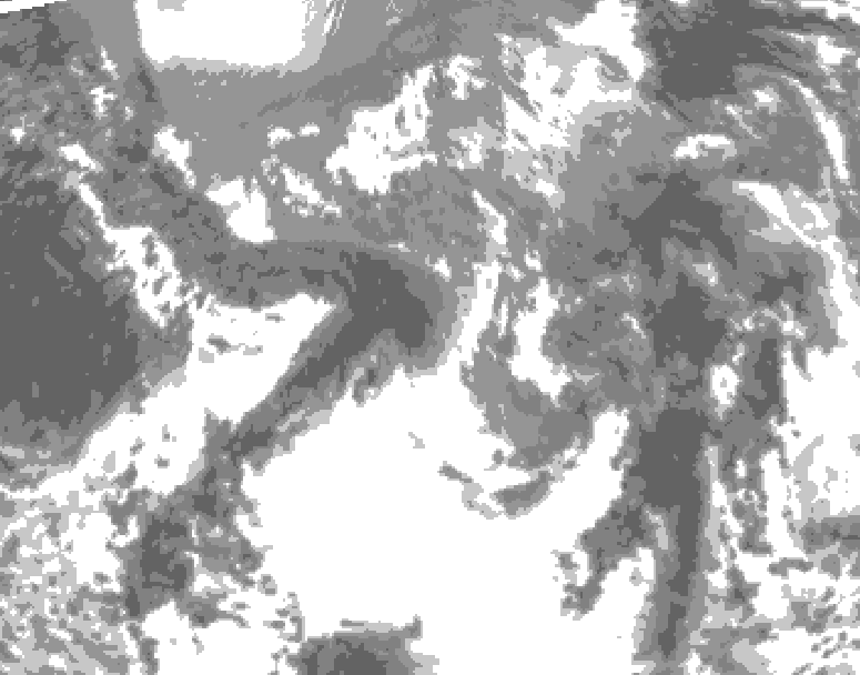 GDPS total cloud 132 hour forecast chart for Canada based on 2025/04/29 0000Z data