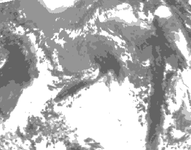GDPS total cloud 132 hour forecast chart for Canada based on 2025/04/29 1200Z data