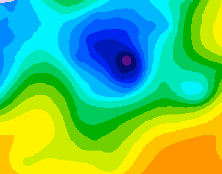 GDPS 500 millibar geopotential height 036 hour forecast chart for Canada based on 2025/04/30 0000Z data