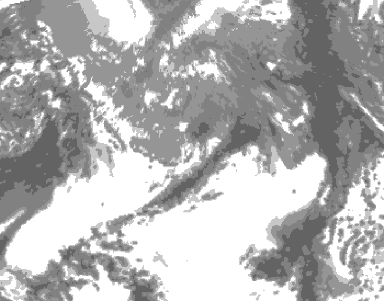 GDPS total cloud 132 hour forecast chart for Canada based on 2025/04/30 0000Z data